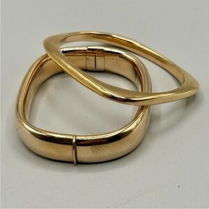 Pair of Square-ish Bronze MILOR Bangles from Italy: 1 Hollow, 1 Solid PeachyRose